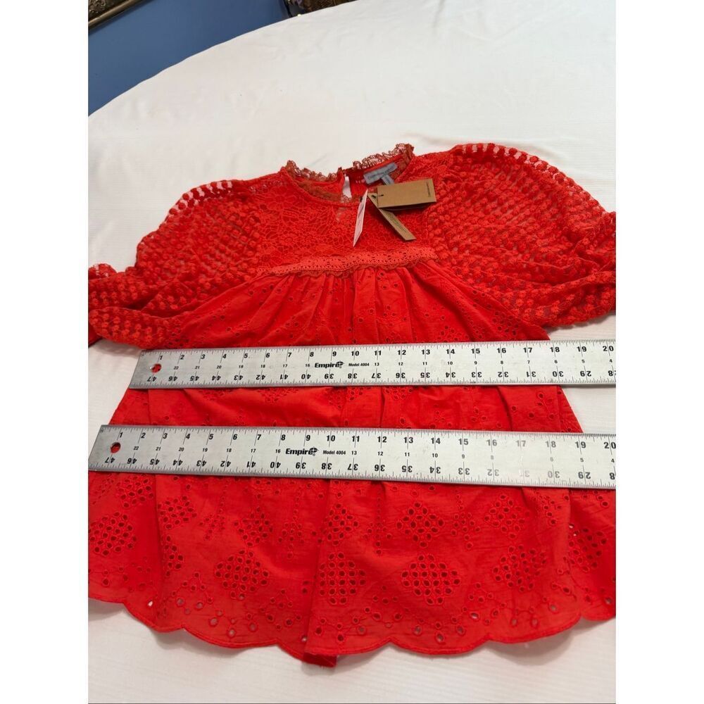 NWT Anthropologie Conditions Apply Red Rouge Eyelet Embroidered Top Size XXS New - Picture 4 of 9